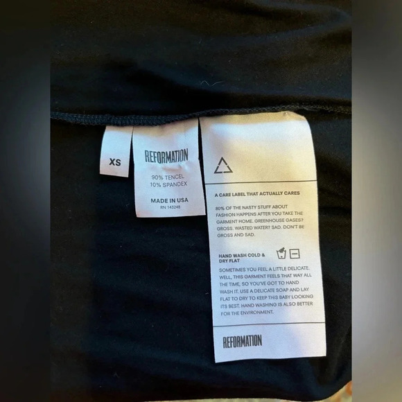 Reformation Women Laurel Wrap Dress Midi Short Sleeve Black Size Extra Small - Picture 6 of 6